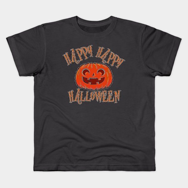 Happy Halloween Kids T-Shirt by FurryBallBunny